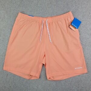 Columbia Summertide Stretch Shorts Mens Large Orange 8" Inseam Lightweight NEW